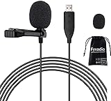 Fyvadio USB Mikrofon Lavalier, 6.6ft Mikrofon PC Omnidirektionaler Kondensator Lavalier Clip on Mic für Computer, Mac, Laptop, YouTube, Skype, Aufnahme, Interviews, Podcast, Gaming [Plug & Play]