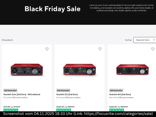Focusrite Black Friday Sale Screenshot